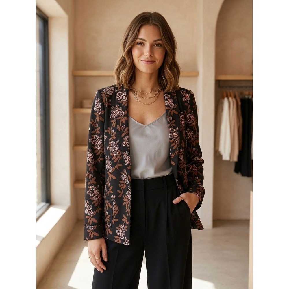 Scotch & Soda Maison Scotch Stargazer Floral Blazer Black Pink Size Small